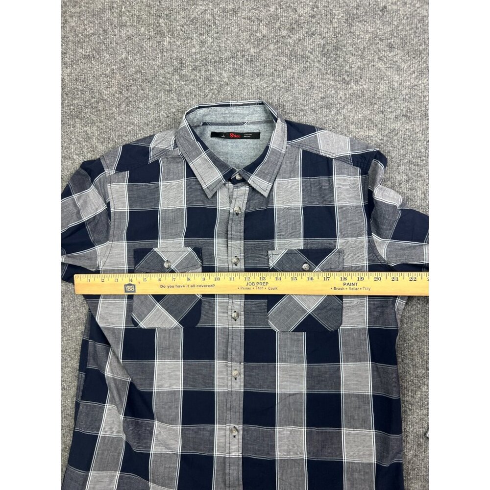 Stoic Button Up Shirt Men's Large Blue Gray Plaid Long Sleeve Casual Cotton - Picture 5 of 7